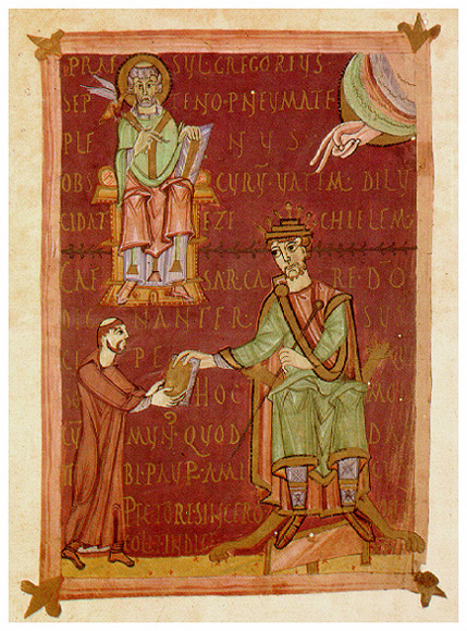 il copista Bebo offre il ms. a
    Enrico II