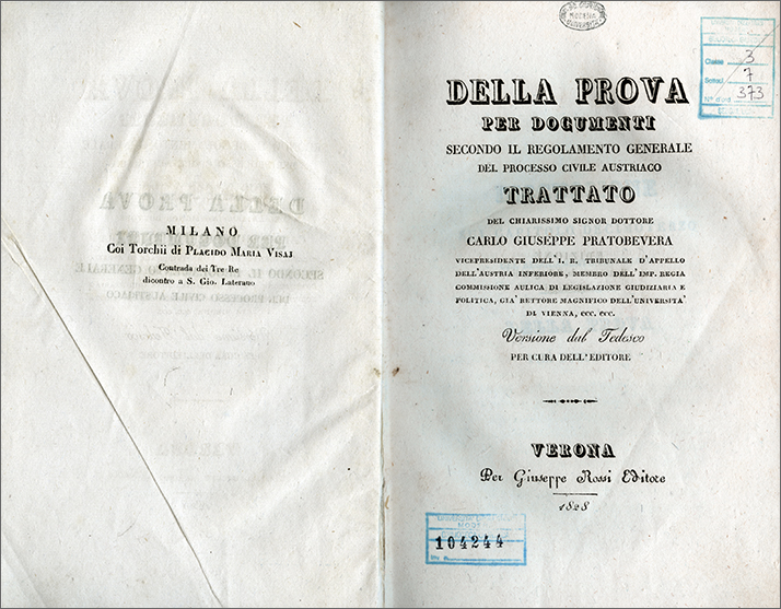 frontespizio e verso precedente con indicazione di stampa frontespizio e verso precedente con indicazione di stampa