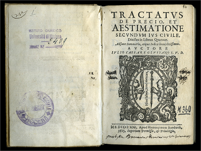 frontespizio e verso della c. di guardia ant. frontespizio e verso della c. di guardia ant.