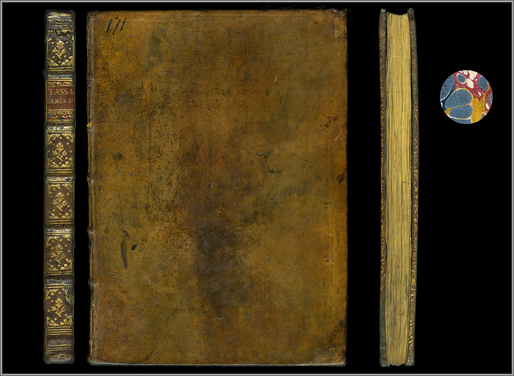 dorso, piatto anteriore, taglio anteriore e particolare della c. di guardia