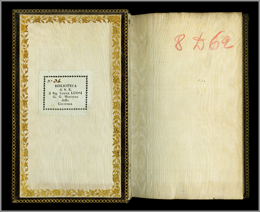 controguardia e carta di guardia anteriori, inizio XIX sec.